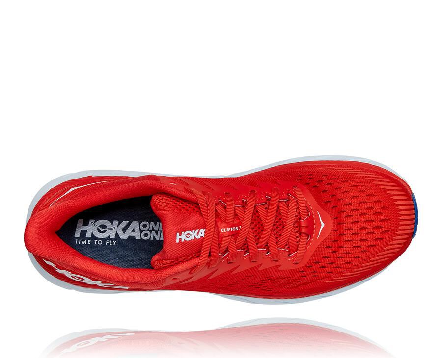 Hoka One One ランニングシューズ メンズ 赤/白 - クリフトン 7 - RH6092743